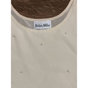 Nolan Miller Womens Silk Pearl Beaded Festive Blouse Tank Ivory Size 12 chic